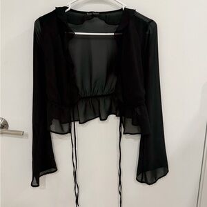 Black Sheer Ruffle Top